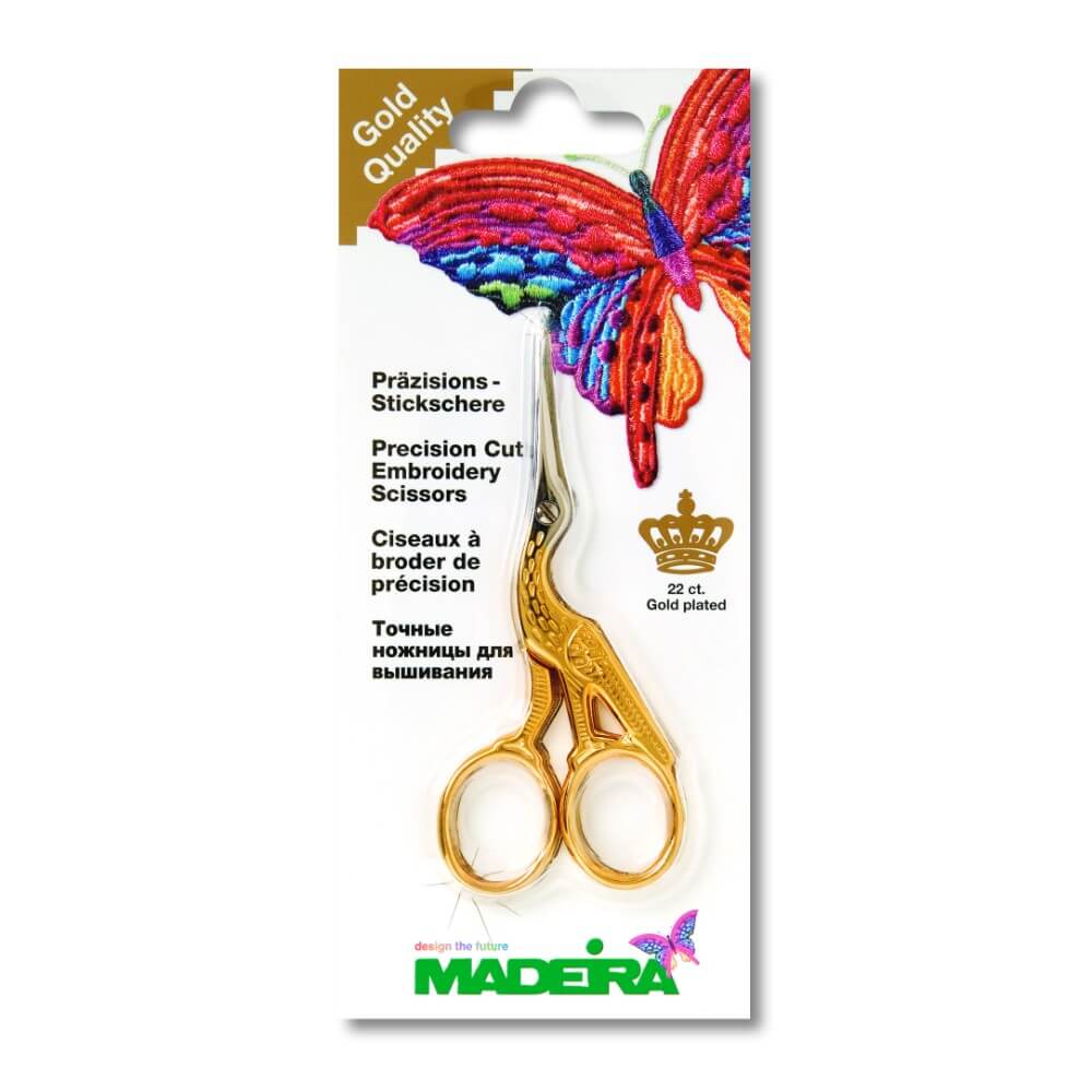 Madeira Embroidery scissors stork gold plated 9cm - 1pc | Knitting yarn shop / dzijas veikals