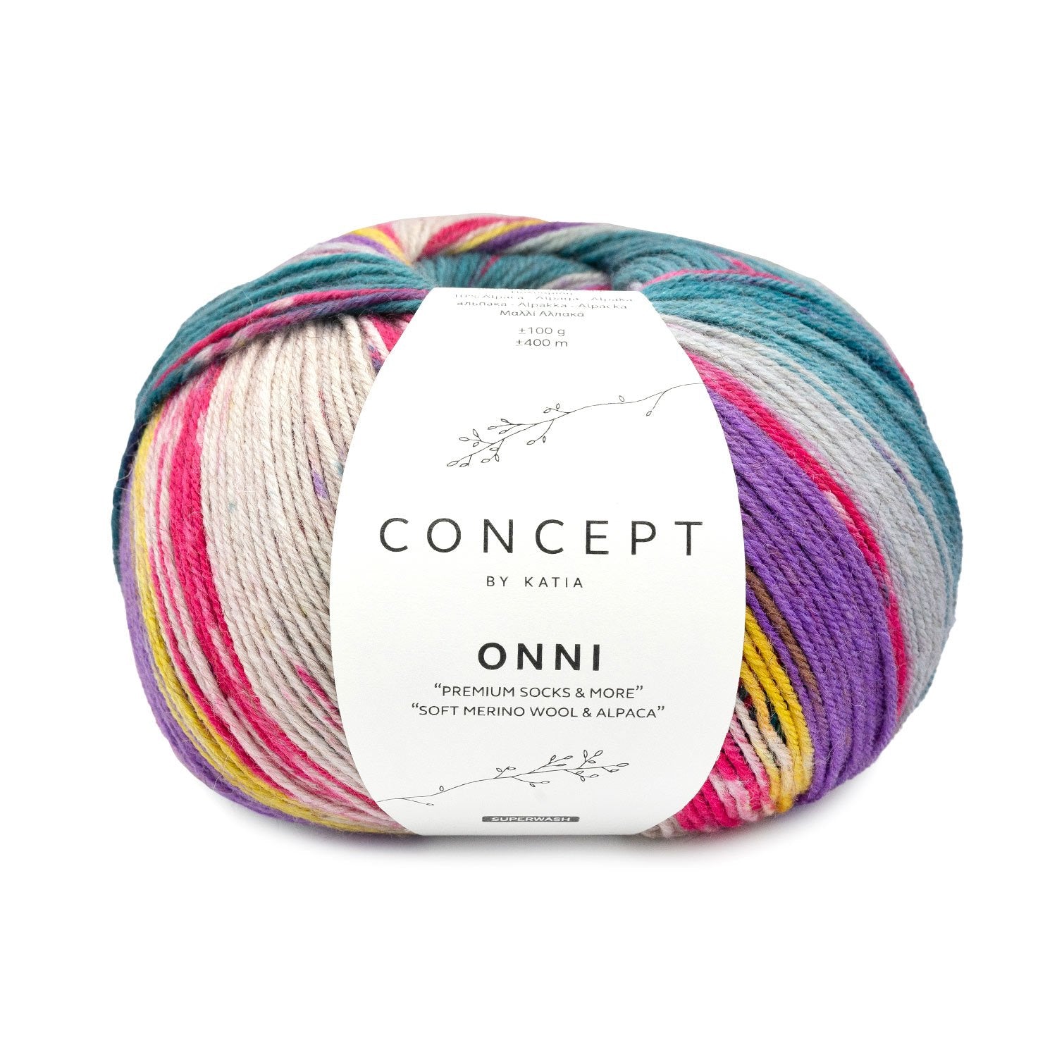 ONNI Merino - Alpaca Sock Yarn – Watercolor Gradient by Katia 405 | Knitting yarn shop / dzijas veikals