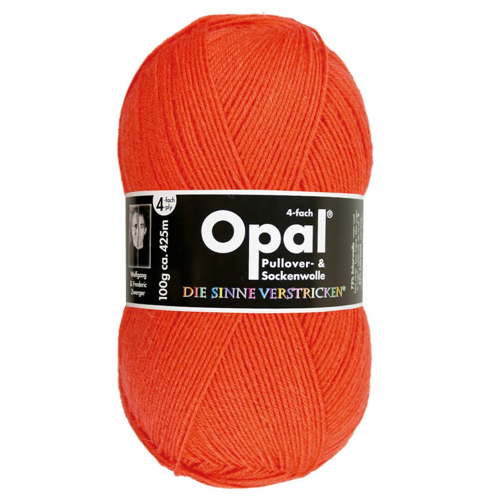 Opal Uni 4 - ply sock yarn, 100g 5181 Orange | Knitting yarn shop / dzijas veikals