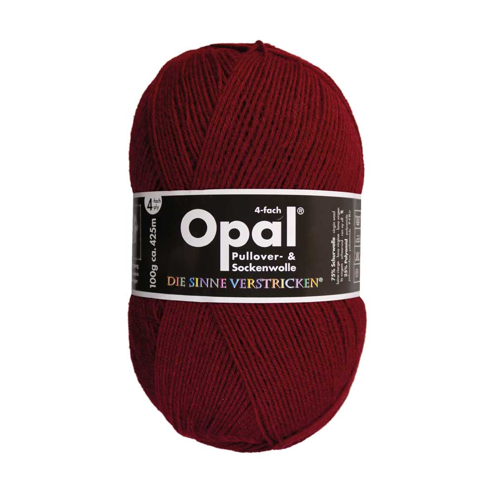 Opal Uni 4 - ply sock yarn, 100g 9939 Ruby red | Knitting yarn shop / dzijas veikals