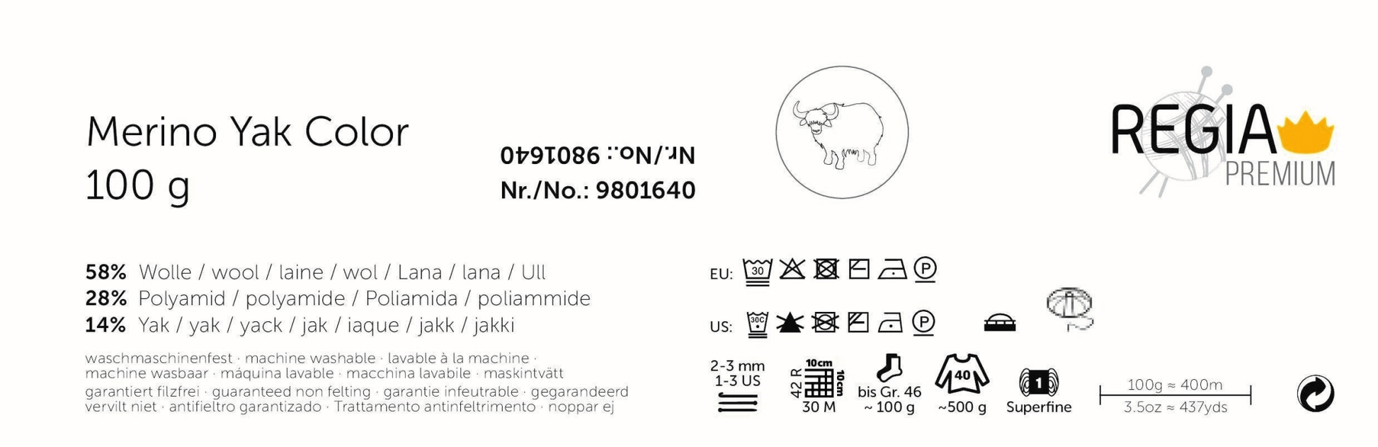 Regia 4 - ply Premium Merino Yak Color - Merino Yak Wool blend yarn - Fingering yarn Knitting wool sock yarn Shawl yarn Gradient yarn 100 g 8505 - terrain | Knitting yarn shop / dzijas veikals