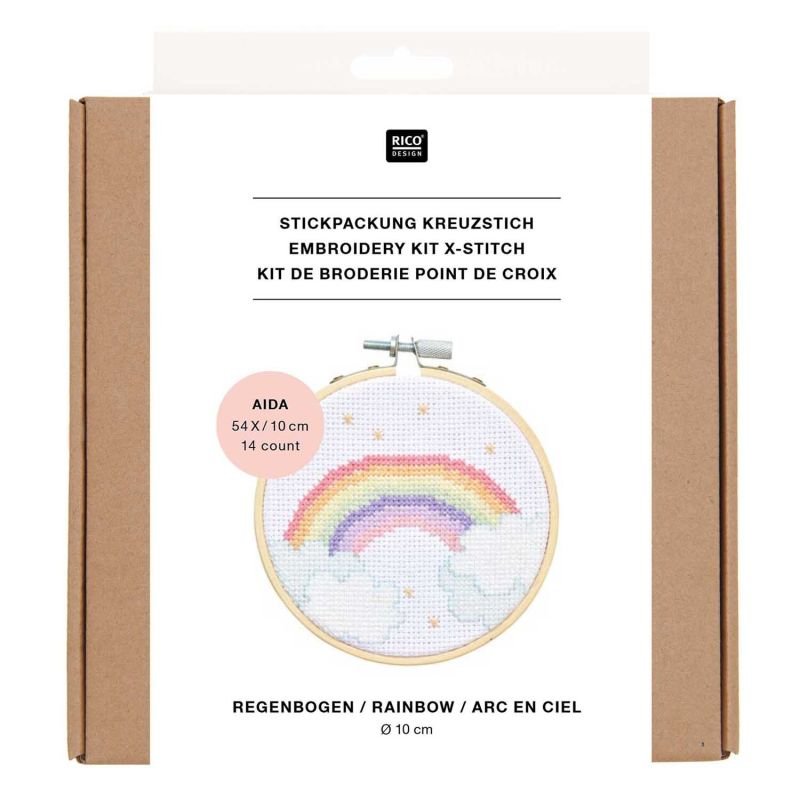 Rico Design Cross Stitch Embroidery Kit - Rainbow | Knitting yarn shop / dzijas veikals