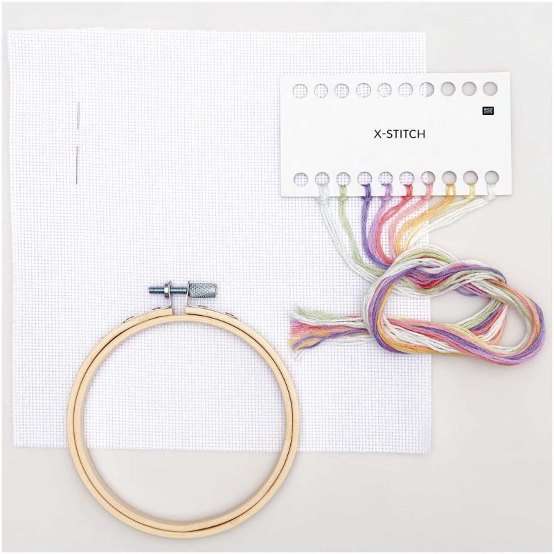 Rico Design Cross Stitch Embroidery Kit - Rainbow | Knitting yarn shop / dzijas veikals