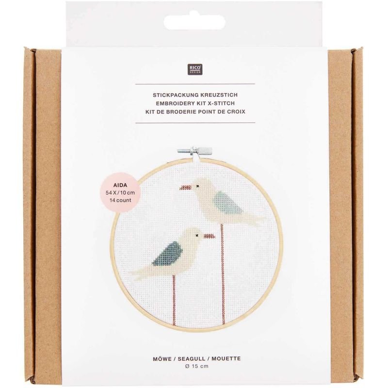 Rico Design Cross Stitch Embroidery Kit - Seagull | Knitting yarn shop / dzijas veikals
