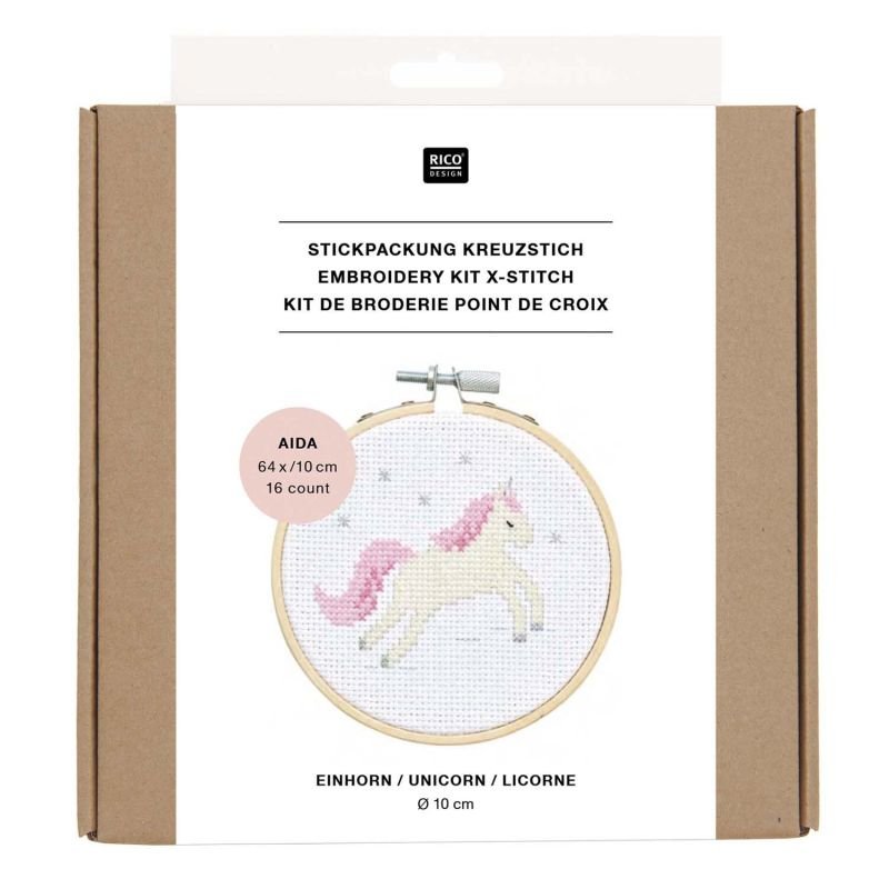 Rico Design Cross Stitch Embroidery Kit - Unicorn | Knitting yarn shop / dzijas veikals