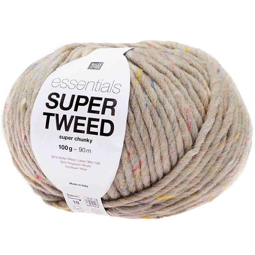 Rico Design Essentials Super Tweed Super Chunky Yarn - Wool Blend 001 Vanilla | Knitting yarn shop / dzijas veikals