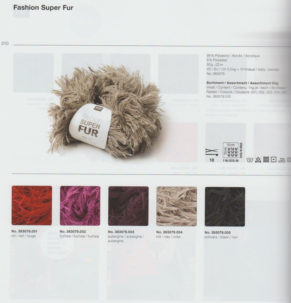 Rico Design Fashion Super Fur Yarn - Faux Fur Effect 001 red | Knitting yarn shop / dzijas veikals
