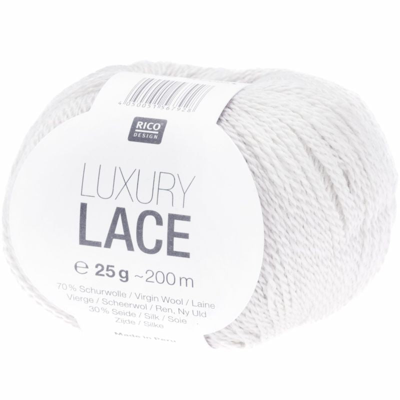 Rico Design Luxury Lace Yarn - Virgin Wool & Silk 001 white | Knitting yarn shop / dzijas veikals