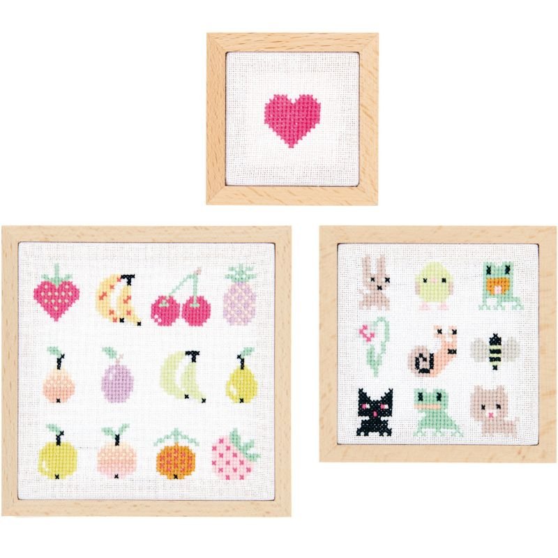 Rico Design Pixel Art Cross Stitch Embroidery Kit Set - 3pcs | Knitting yarn shop / dzijas veikals