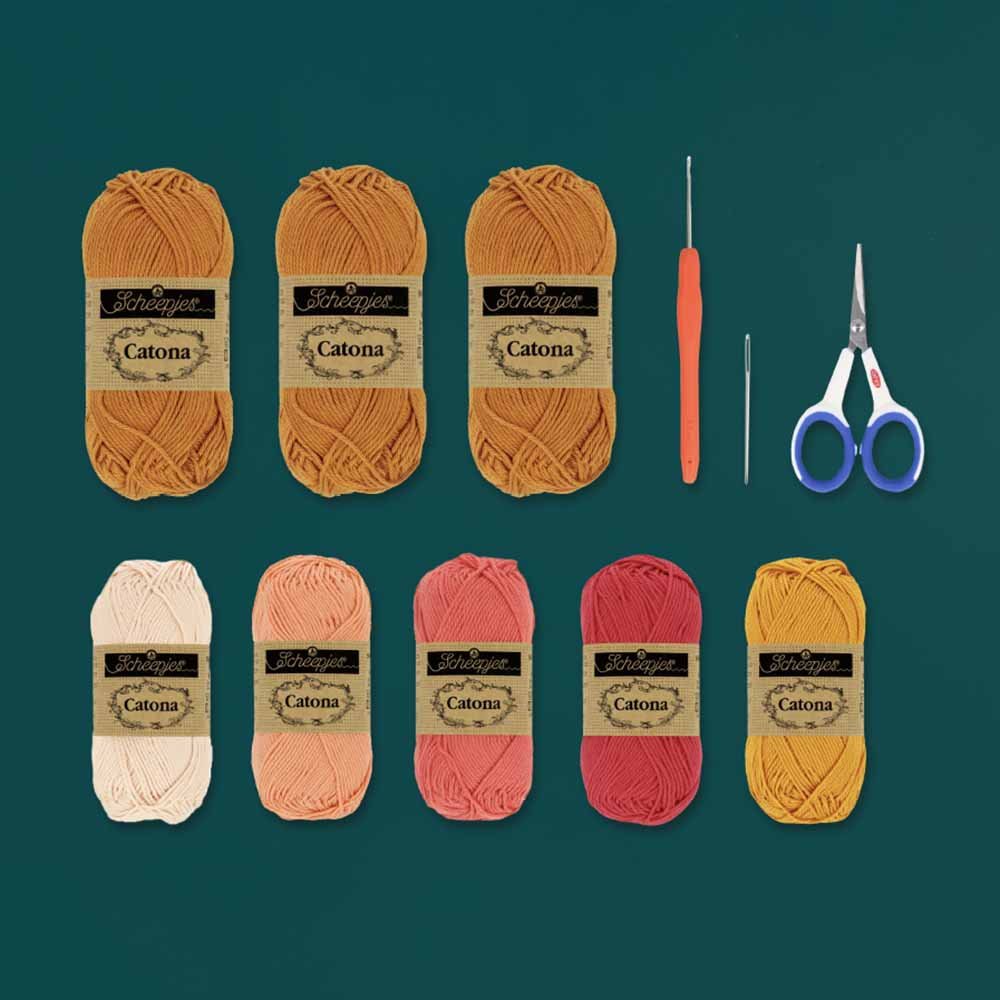 Scheepjes Beginner crochet kit Granny Square Bag, 2 color combinations brown - pink | Knitting yarn shop / dzijas veikals