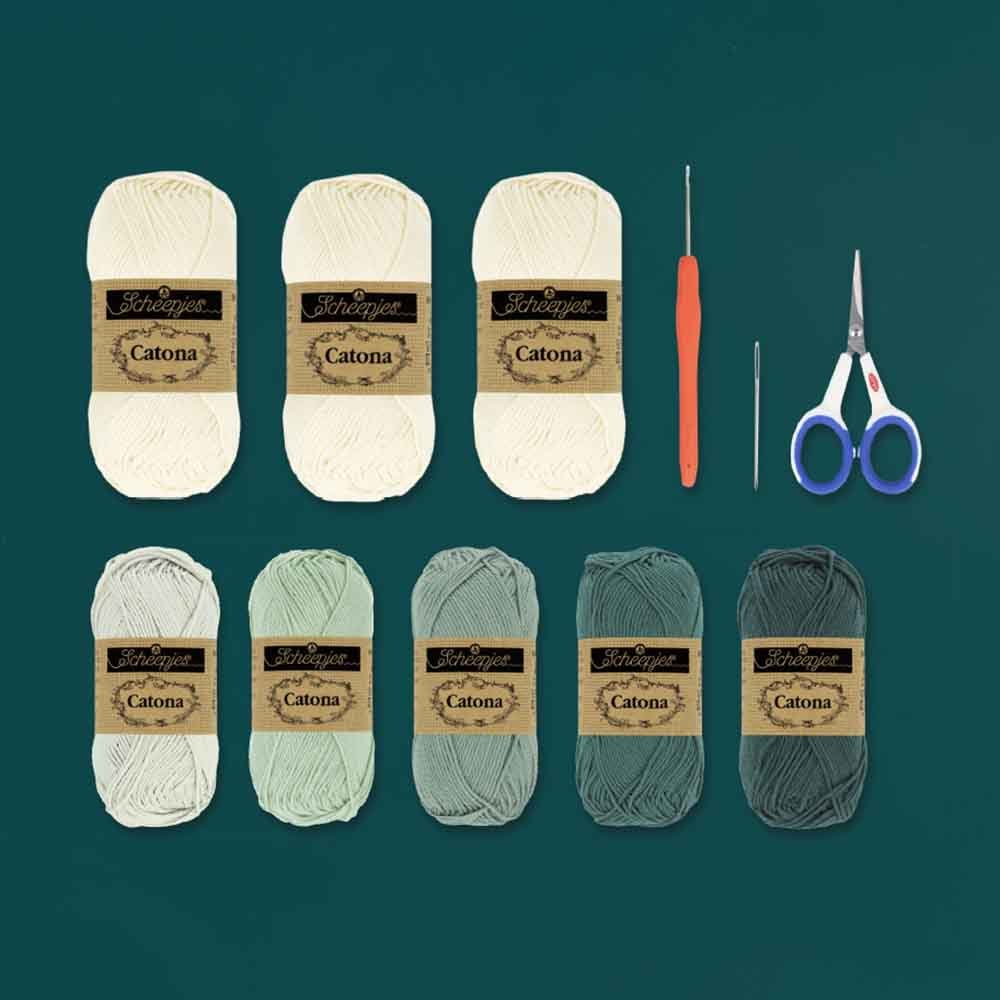 Scheepjes Beginner crochet kit Granny Square Bag, 2 color combinations silver - blue | Knitting yarn shop / dzijas veikals