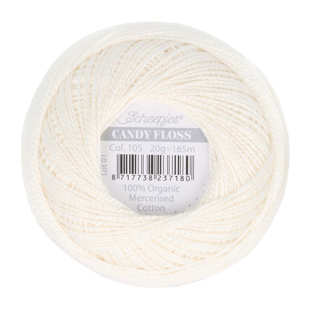 Scheepjes Candy Floss 20g 105 Bridal White | Knitting yarn shop / dzijas veikals