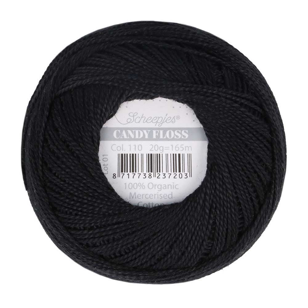 Scheepjes Candy Floss 20g 110 Jet Black | Knitting yarn shop / dzijas veikals