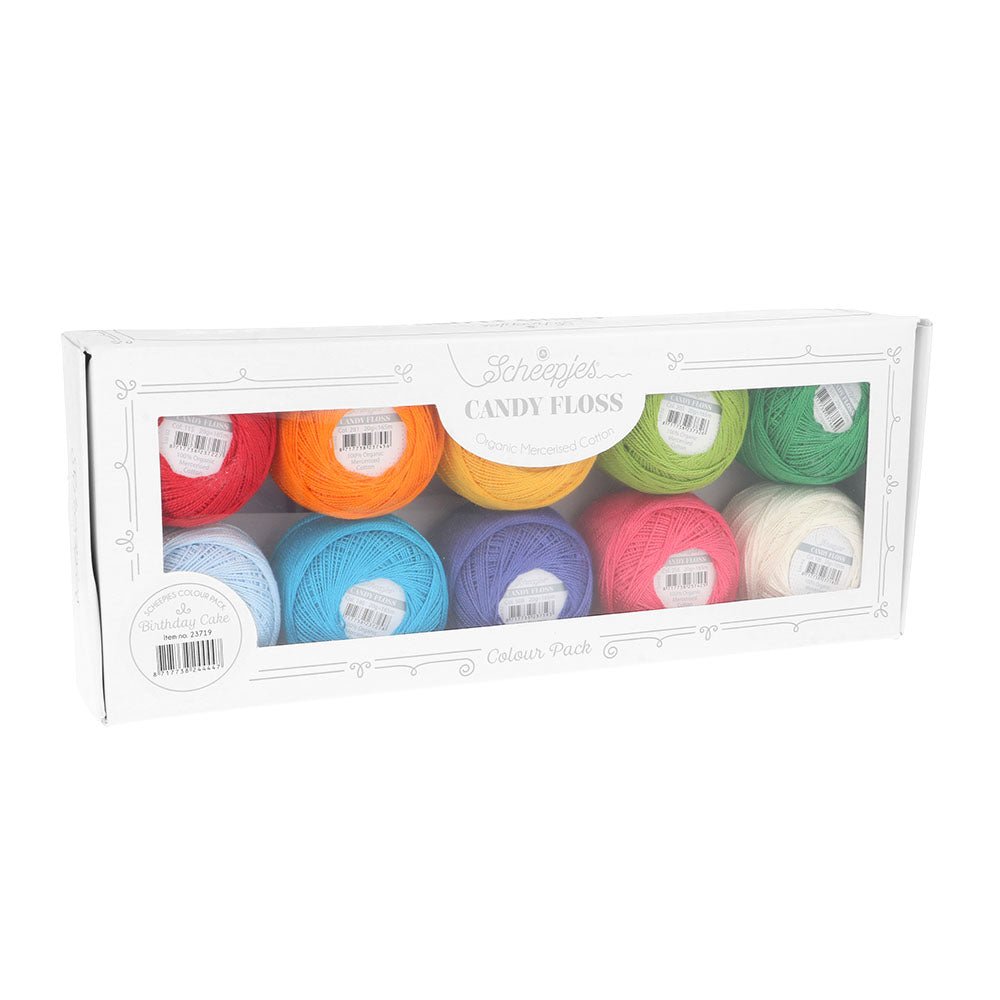 Scheepjes Candy Floss colour pack 10x20g, 10 variants 1st - Birthday Cake | Knitting yarn shop / dzijas veikals