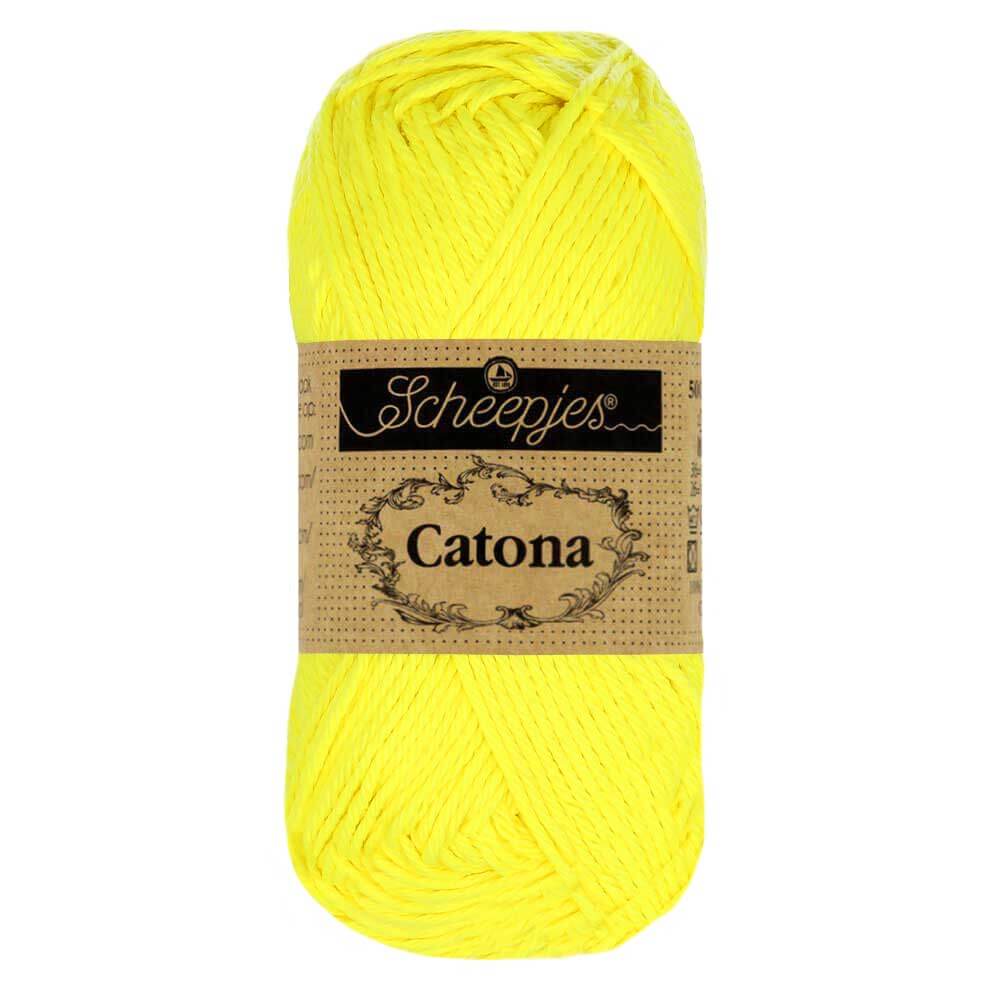 Scheepjes Catona 50g, colors from 400 to 604 601 Neon Yellow | Knitting yarn shop / dzijas veikals