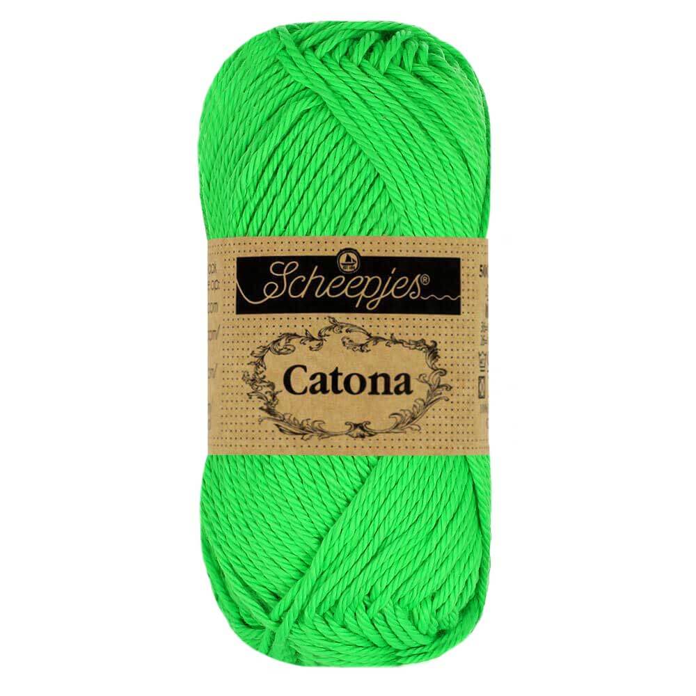 Scheepjes Catona 50g, colors from 400 to 604 602 Neon Green | Knitting yarn shop / dzijas veikals