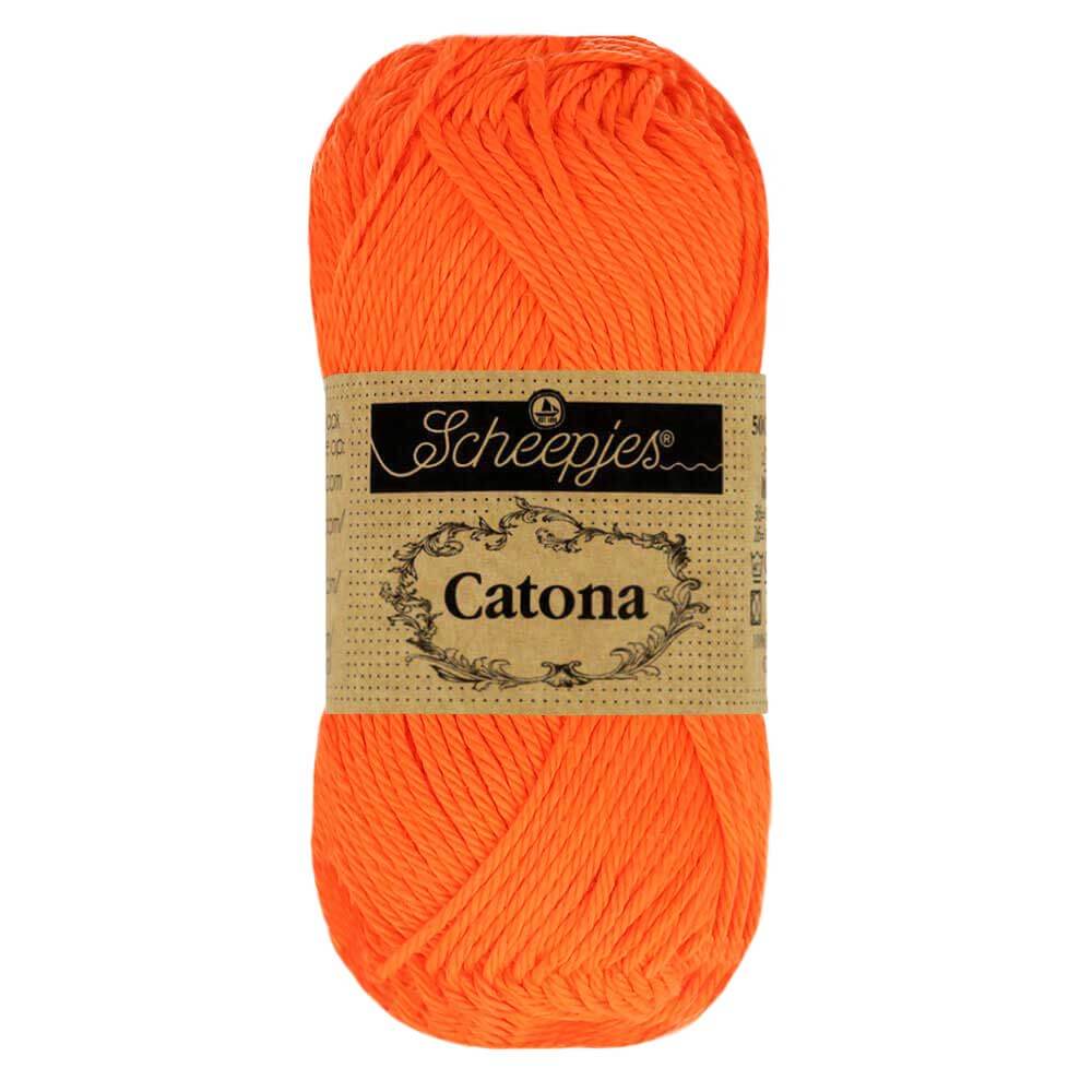 Scheepjes Catona 50g, colors from 400 to 604 603 Neon Orange | Knitting yarn shop / dzijas veikals