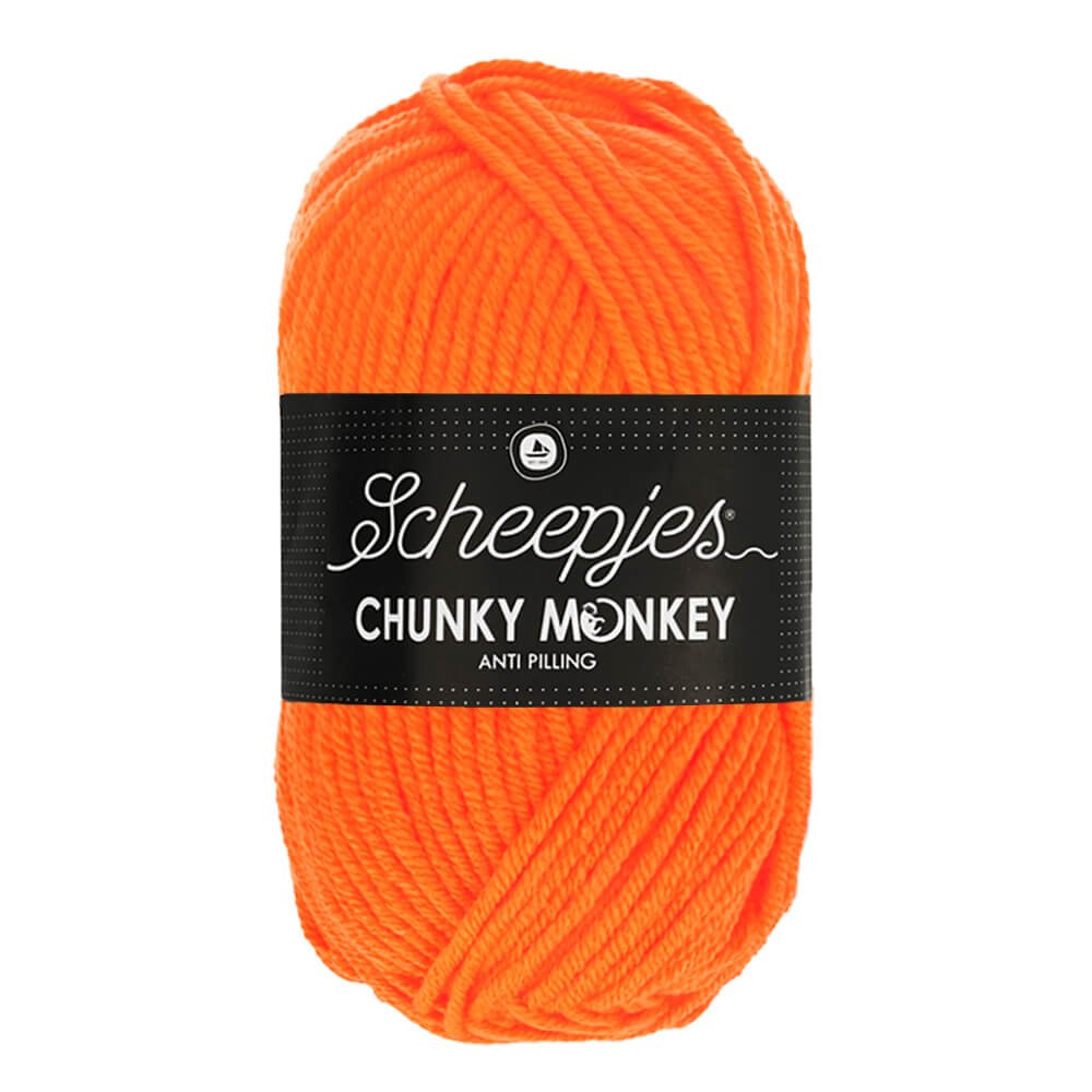 Scheepjes Chunky Monkey 100g 1256 Neon Orange | Knitting yarn shop / dzijas veikals