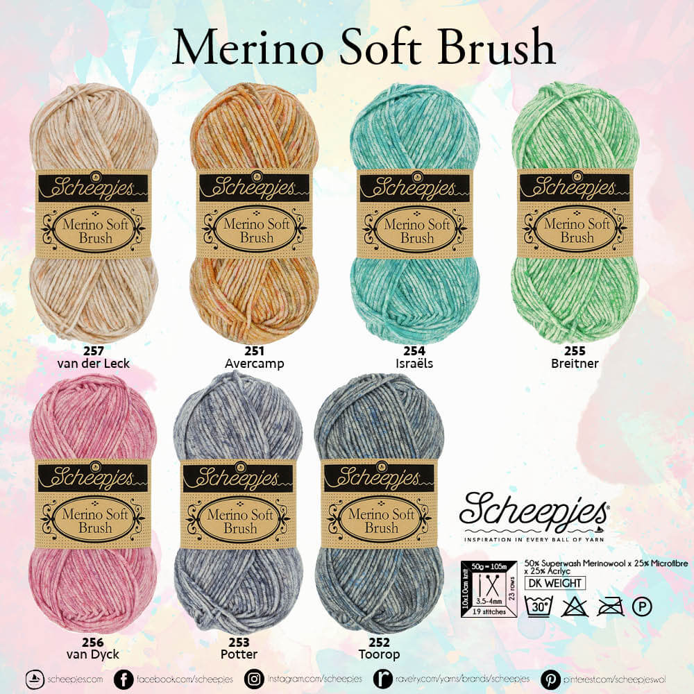 Scheepjes Merino Soft Brush 10 pieces, each 50g 251 Avercamp | Knitting yarn shop / dzijas veikals