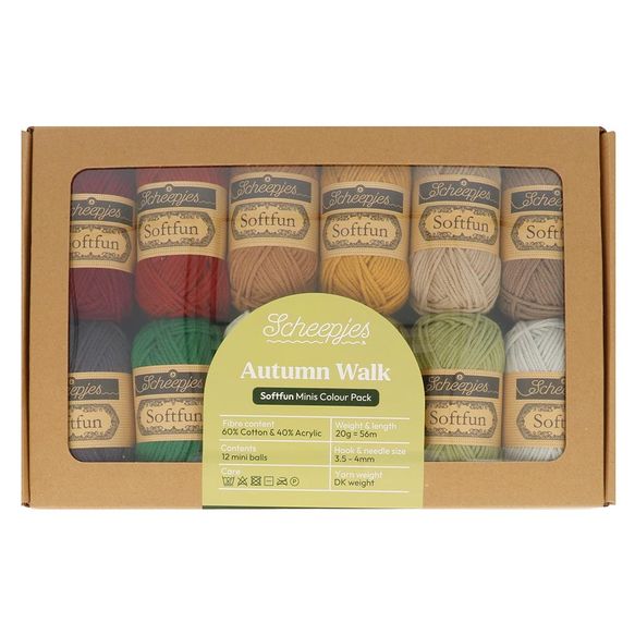 Scheepjes Softfun colour pack 12x20g, 5 variants Autumn Walk | Knitting yarn shop / dzijas veikals