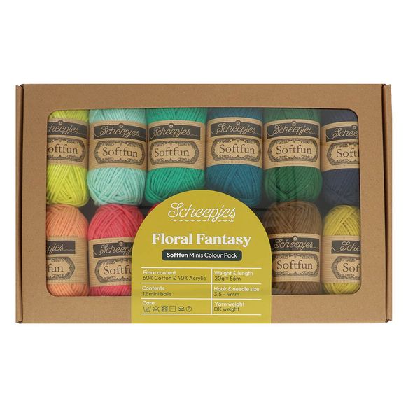 Scheepjes Softfun colour pack 12x20g, 5 variants Floral Fantasy | Knitting yarn shop / dzijas veikals