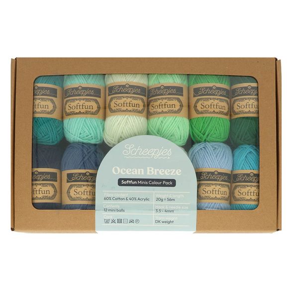 Scheepjes Softfun colour pack 12x20g, 5 variants Ocean Breeze | Knitting yarn shop / dzijas veikals