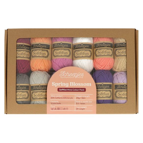 Scheepjes Softfun colour pack 12x20g, 5 variants Spring Blossom | Knitting yarn shop / dzijas veikals