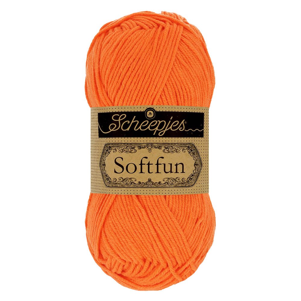Scheepjes Softfun Yarn, colours 2401 - 2639 2427 Tangerine | Knitting yarn shop / dzijas veikals