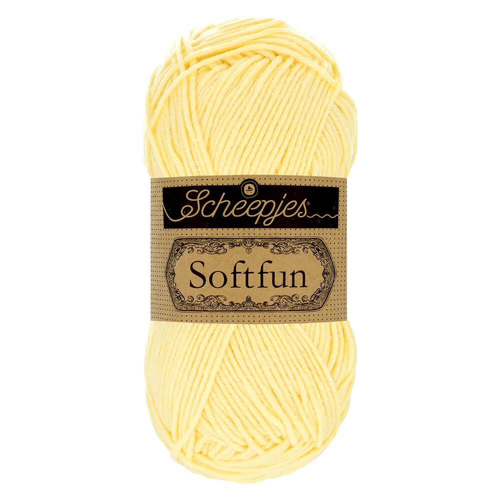 Scheepjes Softfun Yarn, colours 2401 - 2639 2496 Banana | Knitting yarn shop / dzijas veikals