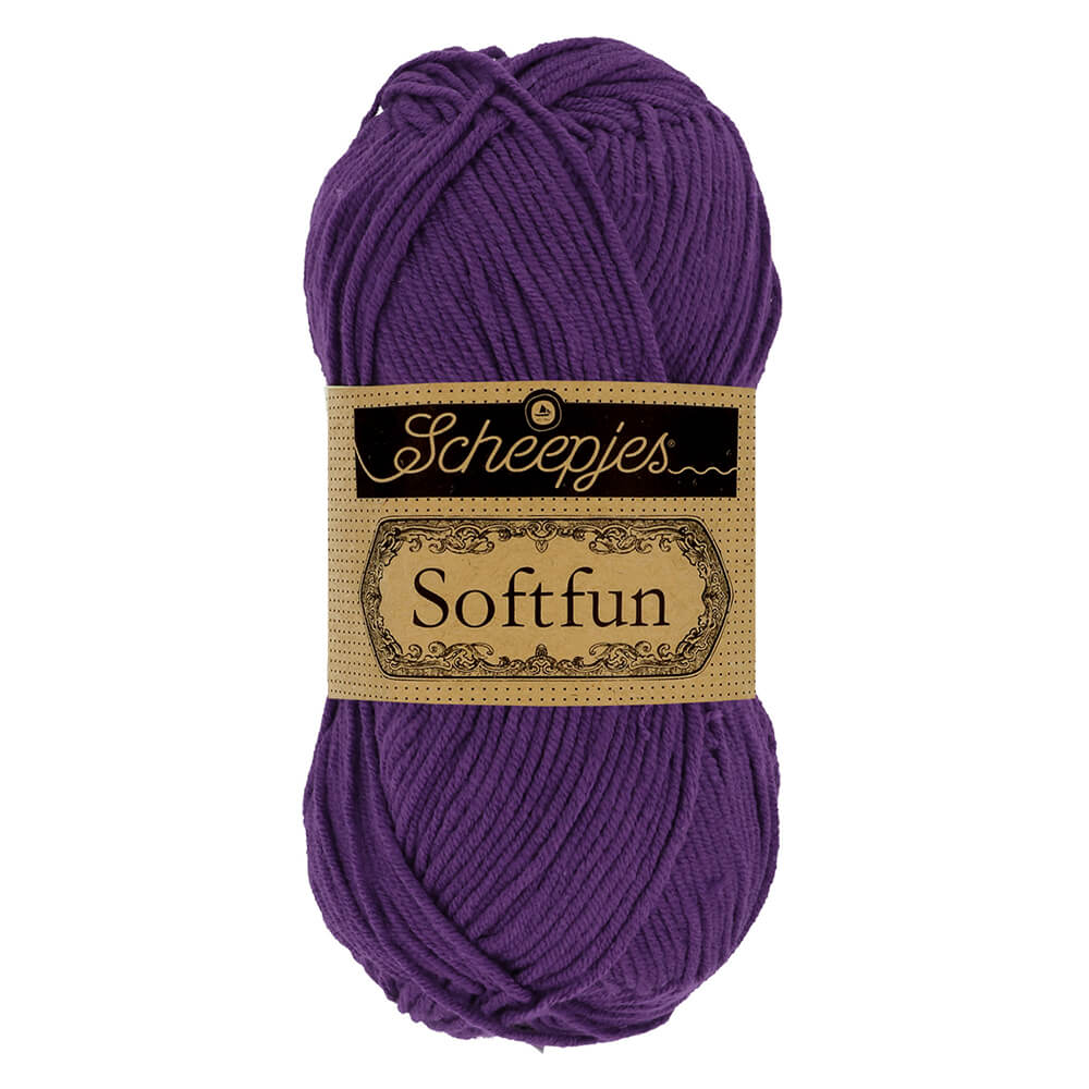 Scheepjes Softfun Yarn, colours 2401 - 2639 2515 Deep Violet | Knitting yarn shop / dzijas veikals
