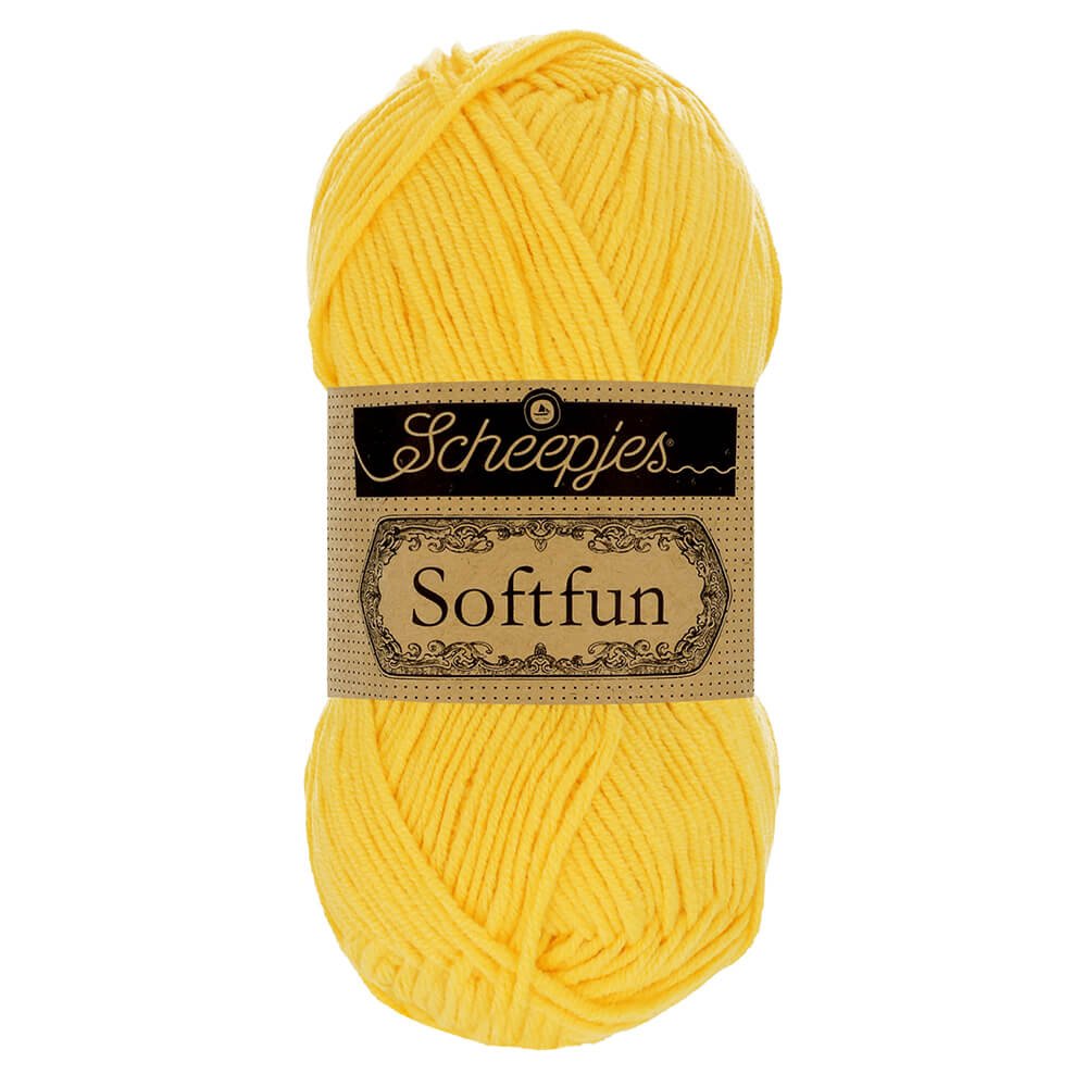 Scheepjes Softfun Yarn, colours 2401 - 2639 2518 Canary | Knitting yarn shop / dzijas veikals
