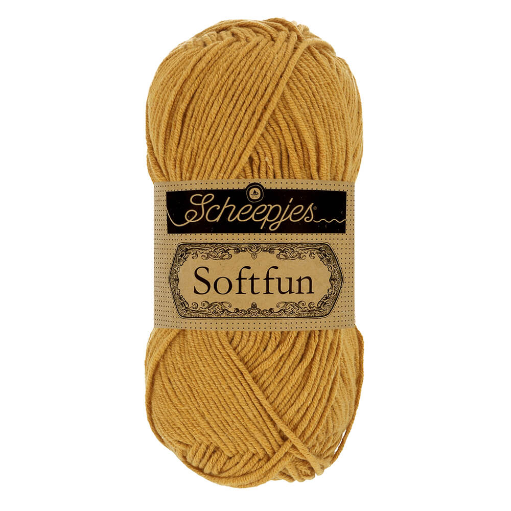 Scheepjes Softfun Yarn, colours 2401 - 2639 2621 Mustard | Knitting yarn shop / dzijas veikals