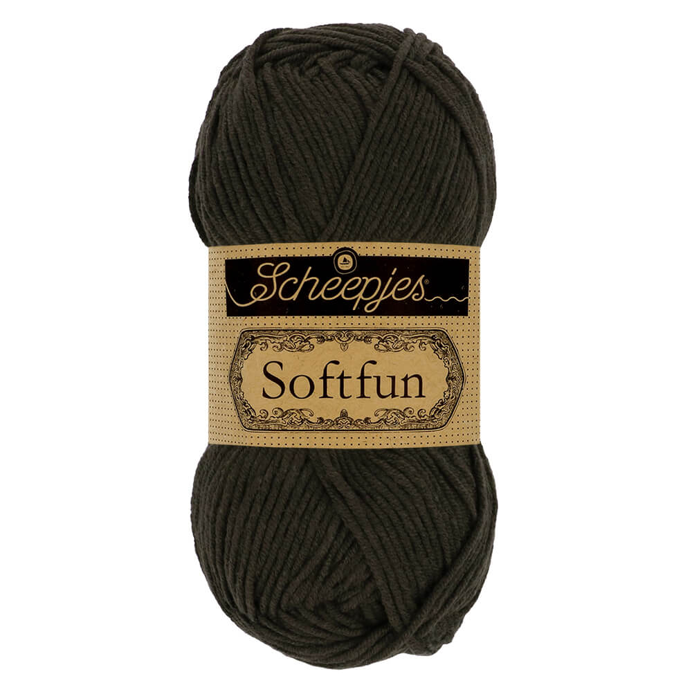 Scheepjes Softfun Yarn, colours 2401 - 2639 2628 Charcoal | Knitting yarn shop / dzijas veikals