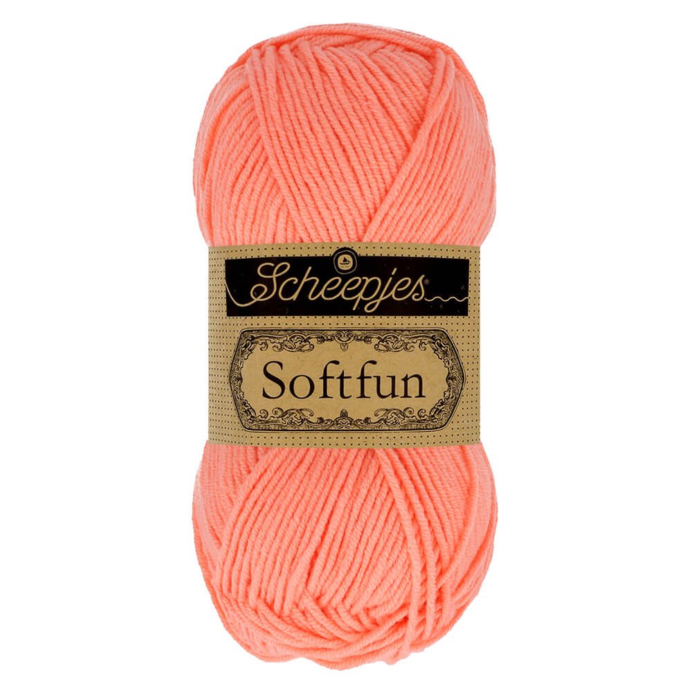Scheepjes Softfun Yarn, colours 2401 - 2639 2636 Soft Coral | Knitting yarn shop / dzijas veikals