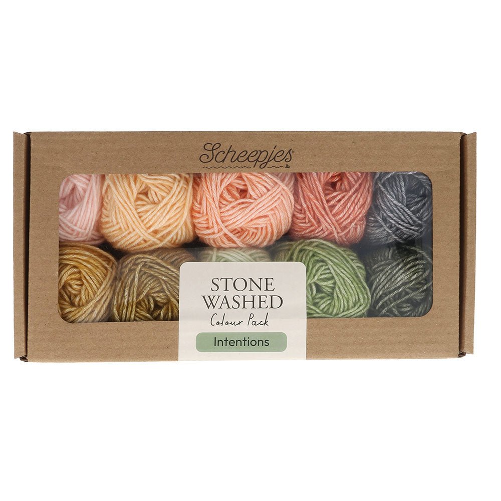 Scheepjes Stone Washed colour pack 10x25g, 5 variants Intentions | Knitting yarn shop / dzijas veikals