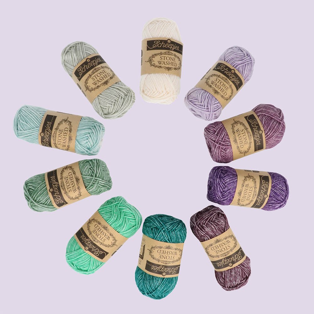 Scheepjes Stone Washed Yarn colour pack 10x25g Aura | Knitting yarn shop / dzijas veikals