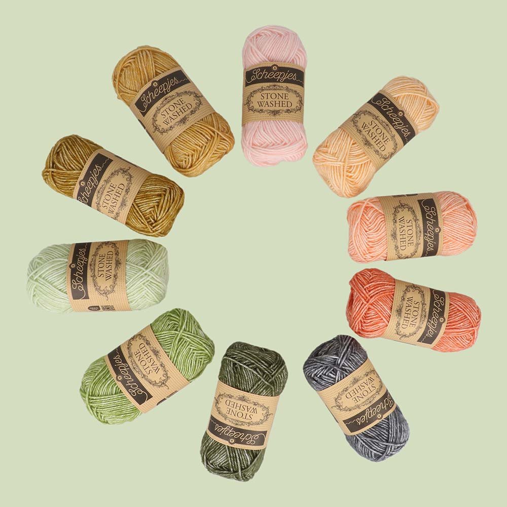 Scheepjes Stone Washed Yarn colour pack 10x25g Grounding | Knitting yarn shop / dzijas veikals