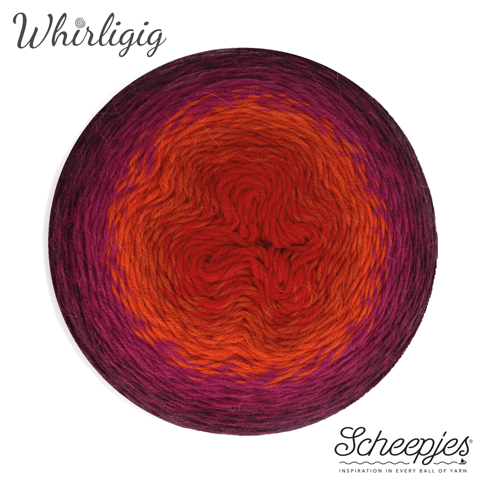 Scheepjes Whirligig, 450g 209 Plum to Red | Knitting yarn shop / dzijas veikals