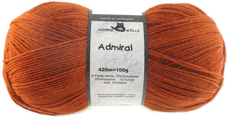 Schoppel Admiral sock yarn 0803 Henna | Knitting yarn shop / dzijas veikals