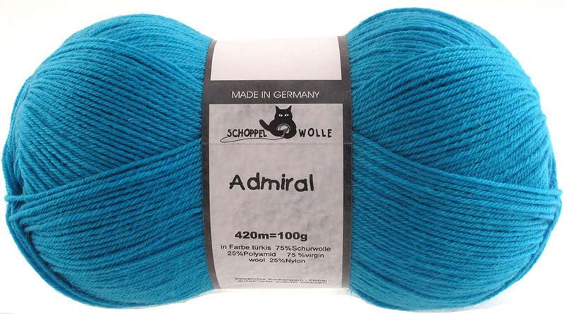 Schoppel Admiral sock yarn 4780 Turquoise | Knitting yarn shop / dzijas veikals