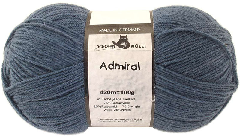 Schoppel Admiral sock yarn 4993 Jeans | Knitting yarn shop / dzijas veikals