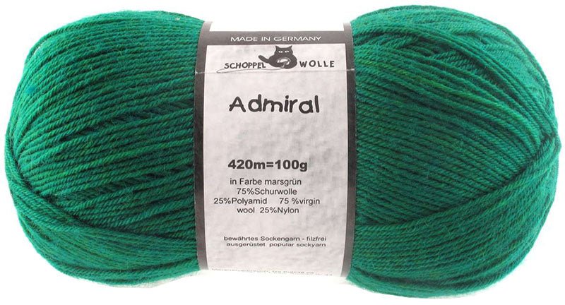 Schoppel Admiral sock yarn 6601 Mars Green | Knitting yarn shop / dzijas veikals