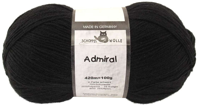 Schoppel Admiral sock yarn 880 Black | Knitting yarn shop / dzijas veikals