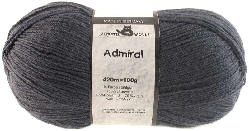 Schoppel Admiral sock yarn 9505 Steel Grey | Knitting yarn shop / dzijas veikals