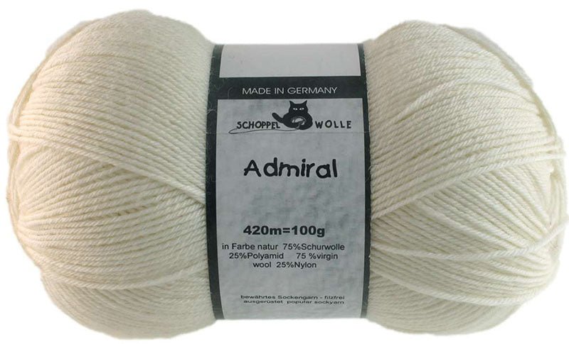 Schoppel Admiral sock yarn 980 Off - White | Knitting yarn shop / dzijas veikals