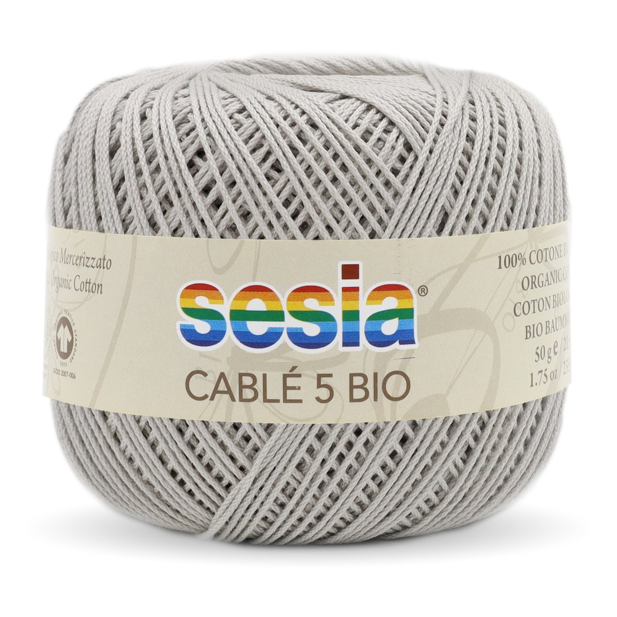 SESIA Cable 5 Bio CABLE 5 BIO - 0012 GRIGIO CHIARO | Knitting yarn shop / dzijas veikals