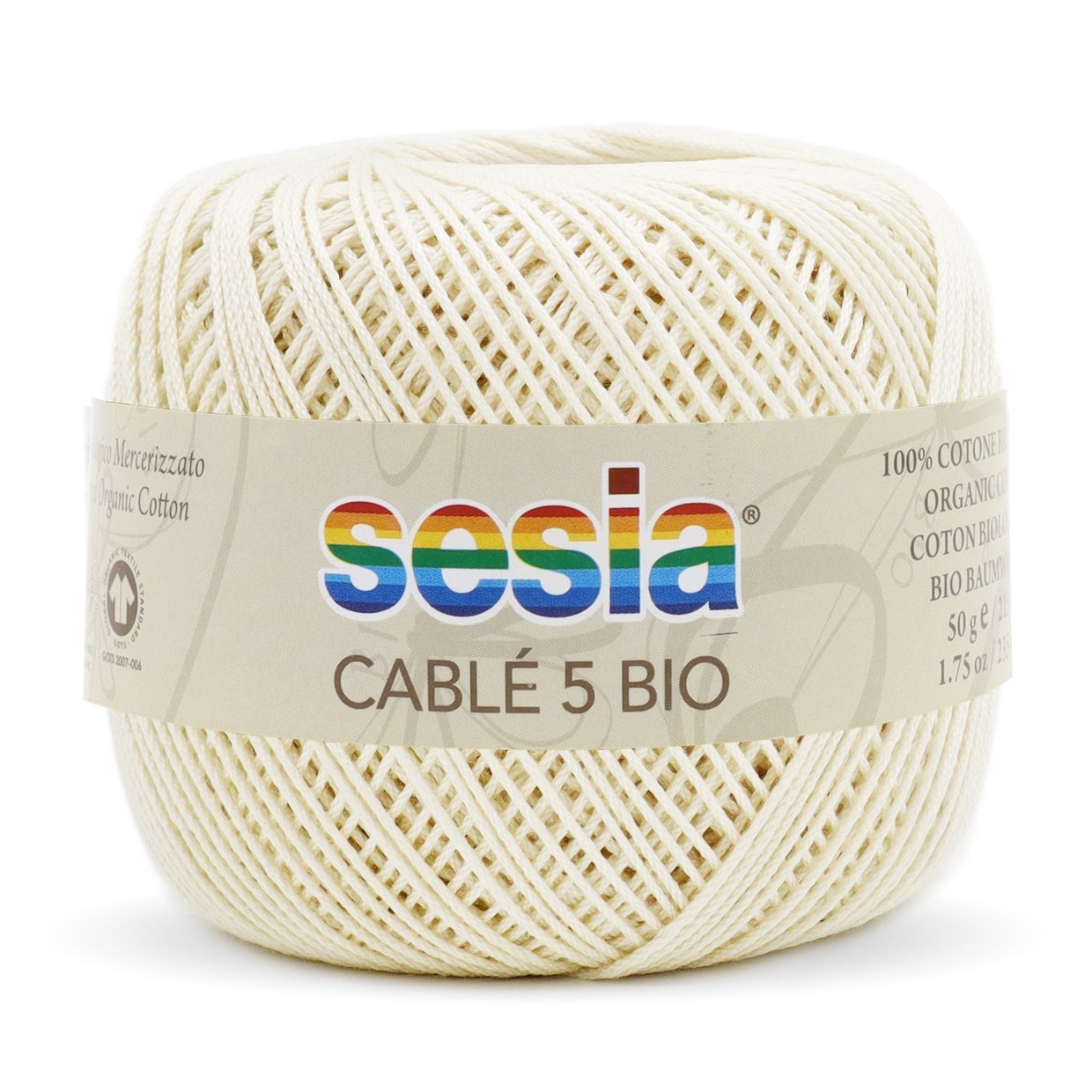SESIA Cable 5 Bio CABLE 5 BIO - 0090 BURRO | Knitting yarn shop / dzijas veikals