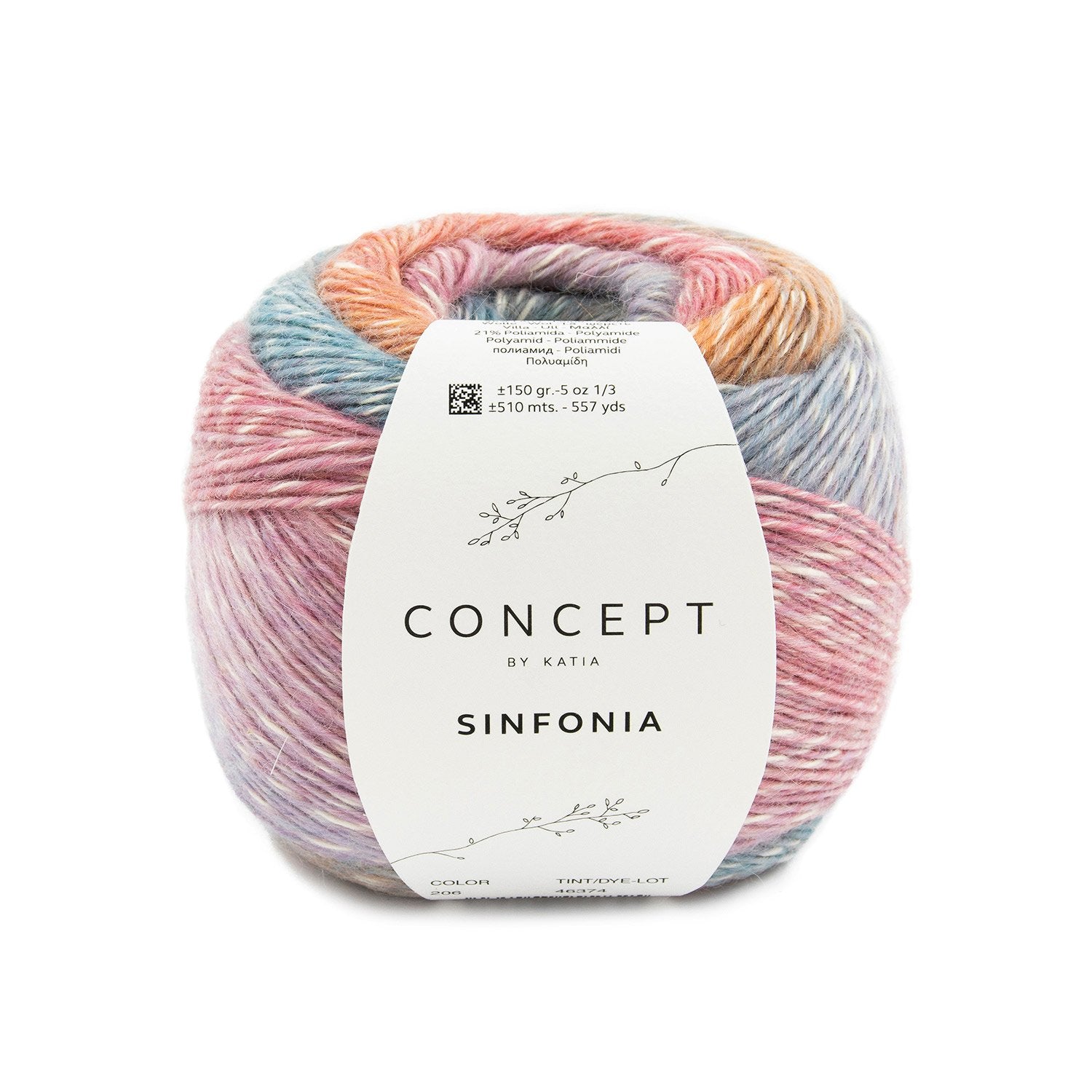 SINFONIA Alpaca & Cotton Singles Yarn – Multicolor Laceweight by Concept by Katia 206 - fucsia/naranja/turqu | Knitting yarn shop / dzijas veikals
