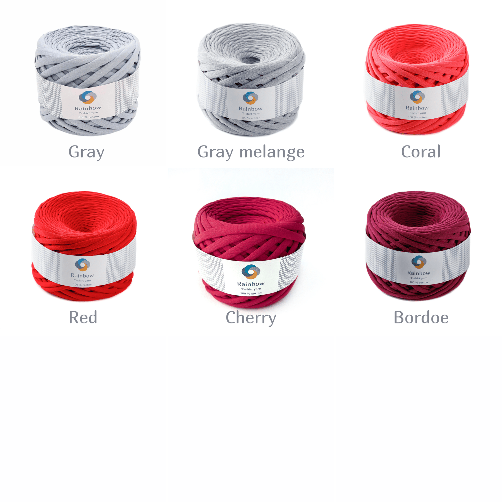 T-shirt yarn, 100m, 7 - 9mm, cotton fabric yarn Gray | Knitting yarn shop / dzijas veikals