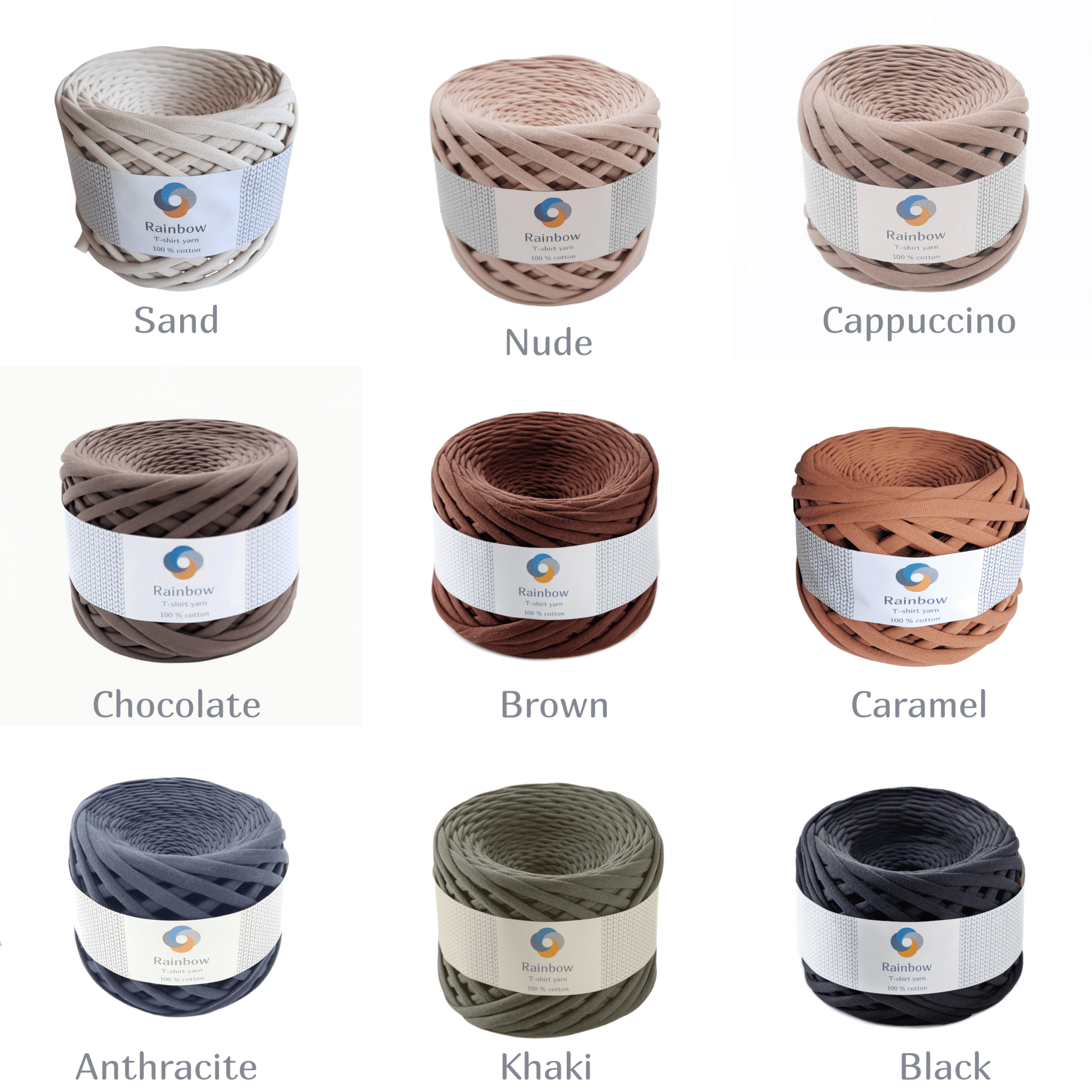 T-shirt yarn, 100m, 7 - 9mm, cotton fabric yarn Sand | Knitting yarn shop / dzijas veikals